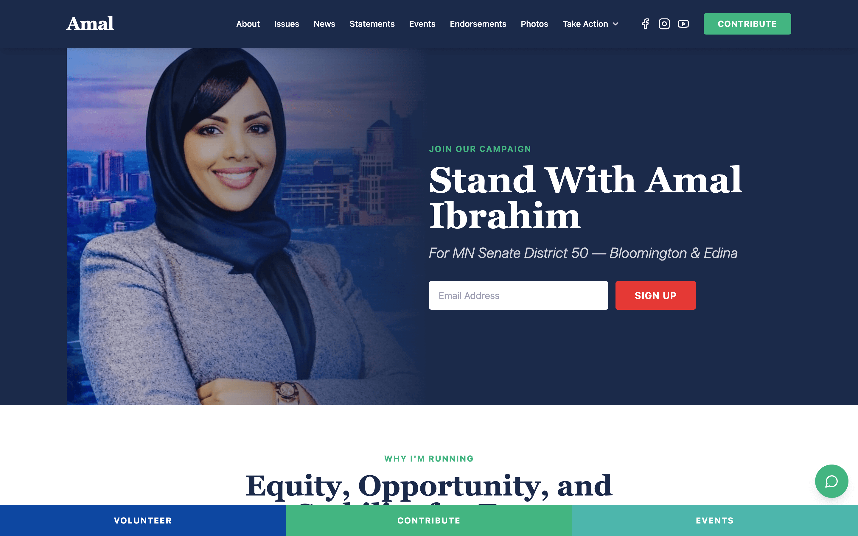 Amal Ibrahim for MN Senate screenshot